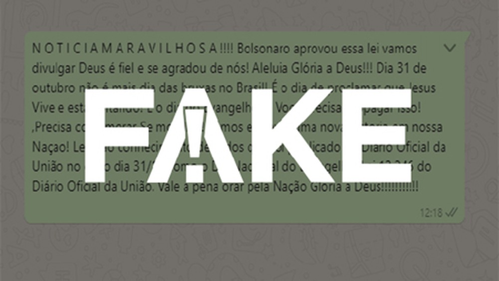 2 73 É #FAKE que Bolsonaro criou lei que transformou Dia das Bruxas em Dia do Evangelho