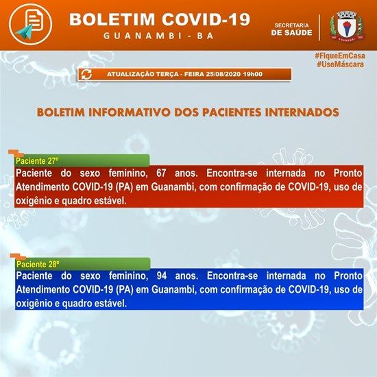 IMG 20200825 WA0123 3 Mais 13 casos de covid-19 são confirmados e Guanambi atinge 322 infectados; 238 estão curados