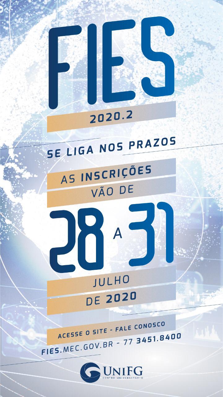 WhatsApp Image 2020 07 29 at 12.38.41 Fies 2020.2 – Inscrições vão de 28 a 31 de julho