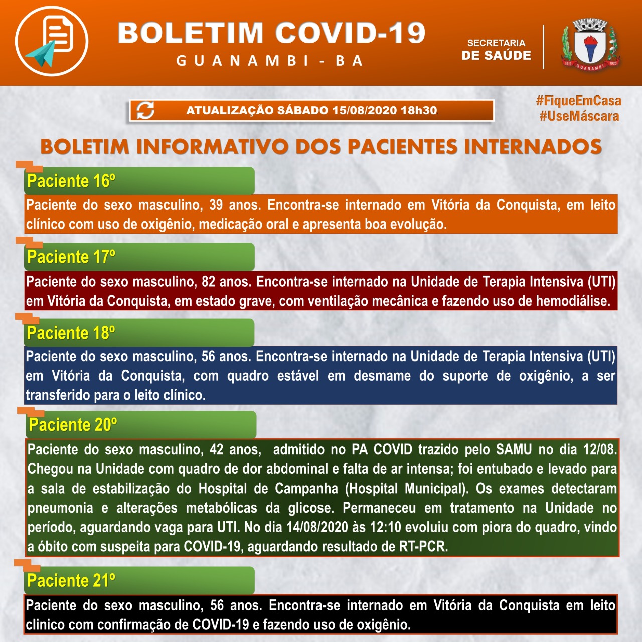 WhatsApp Image 2020 08 15 at 19.21.51 1 Guanambi registra mais 10 casos de covid-19 e chega a 235 infectados; 197 estão recuperados