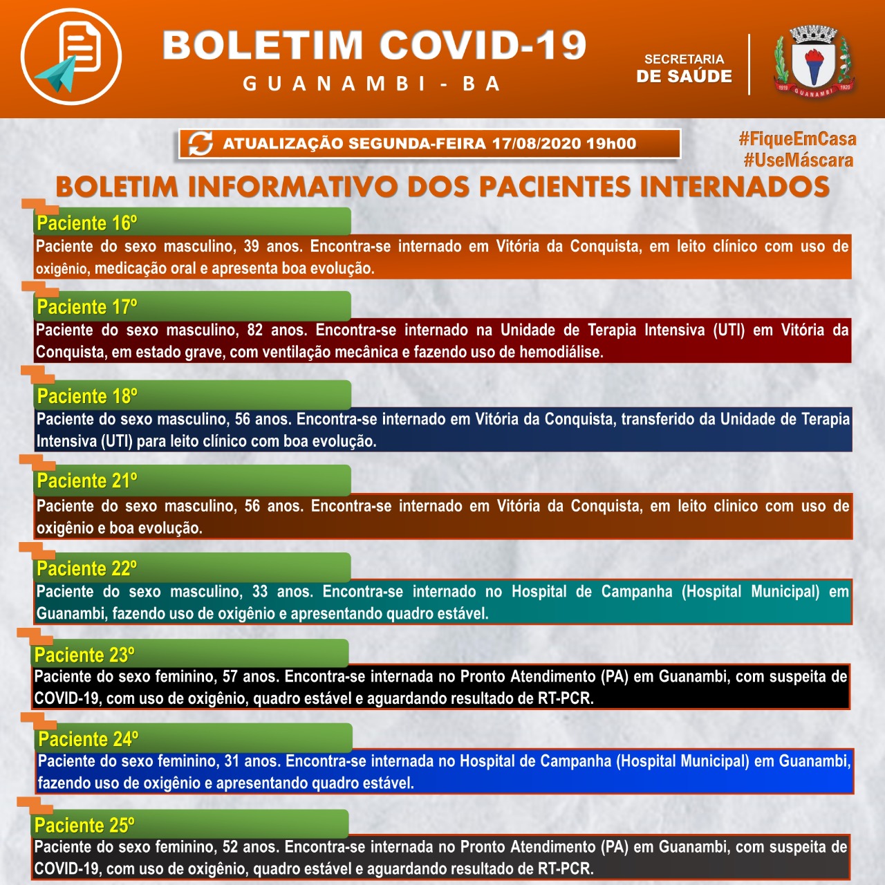 WhatsApp Image 2020 08 17 at 19.24.11 Guanambi registra mais 11 casos de covid-19 e chega a 249 infectados; 198 estão recuperados