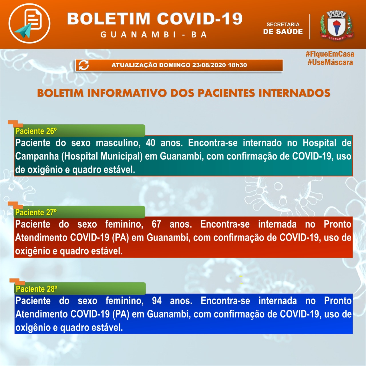 WhatsApp Image 2020 08 23 at 18.59.23 Após mais 8 casos confirmados, Guanambi chega a 306 infectados pela covid-19; 223 estão recuperados