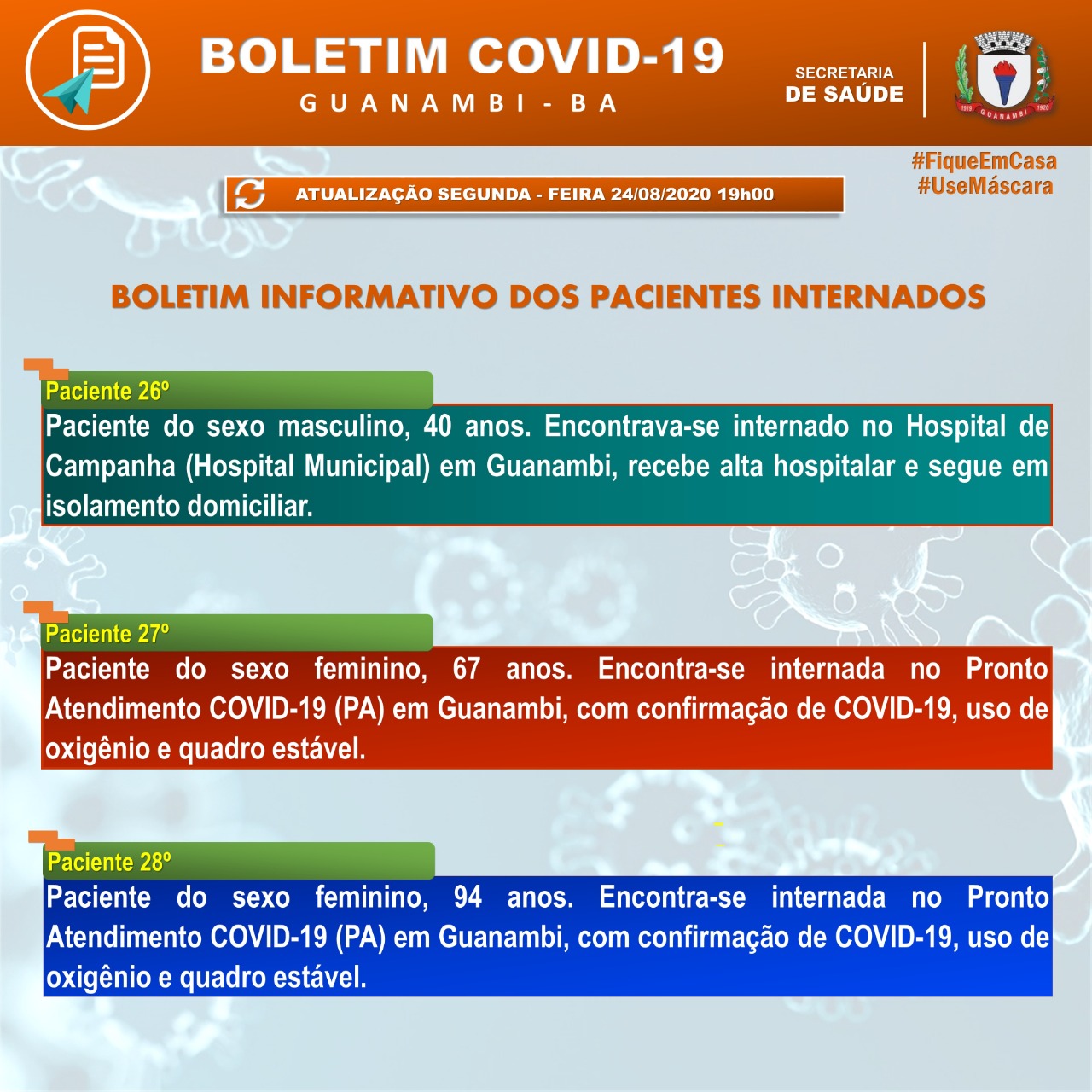 WhatsApp Image 2020 08 24 at 19.26.17 Guanambi tem redução no número de casos ativos de covid-19 nas últimas 24h