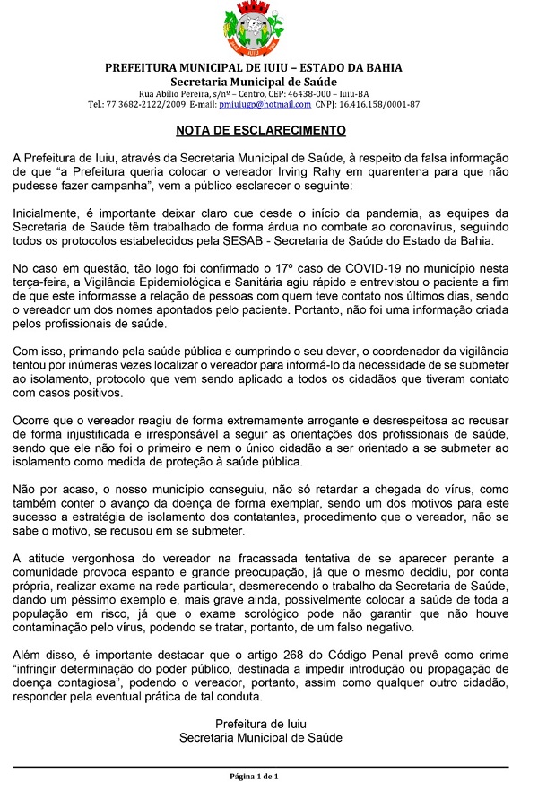 WhatsApp Image 2020 09 30 at 11.33.38 1 Prefeitura do Iuiu emite Nota de Esclarecimento