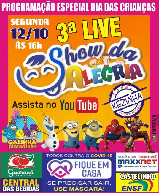 WhatsApp Image 2020 10 10 at 10.07.52 3ª Live Show da Alegria será em homenagem ao Dia das Crianças em Brumado