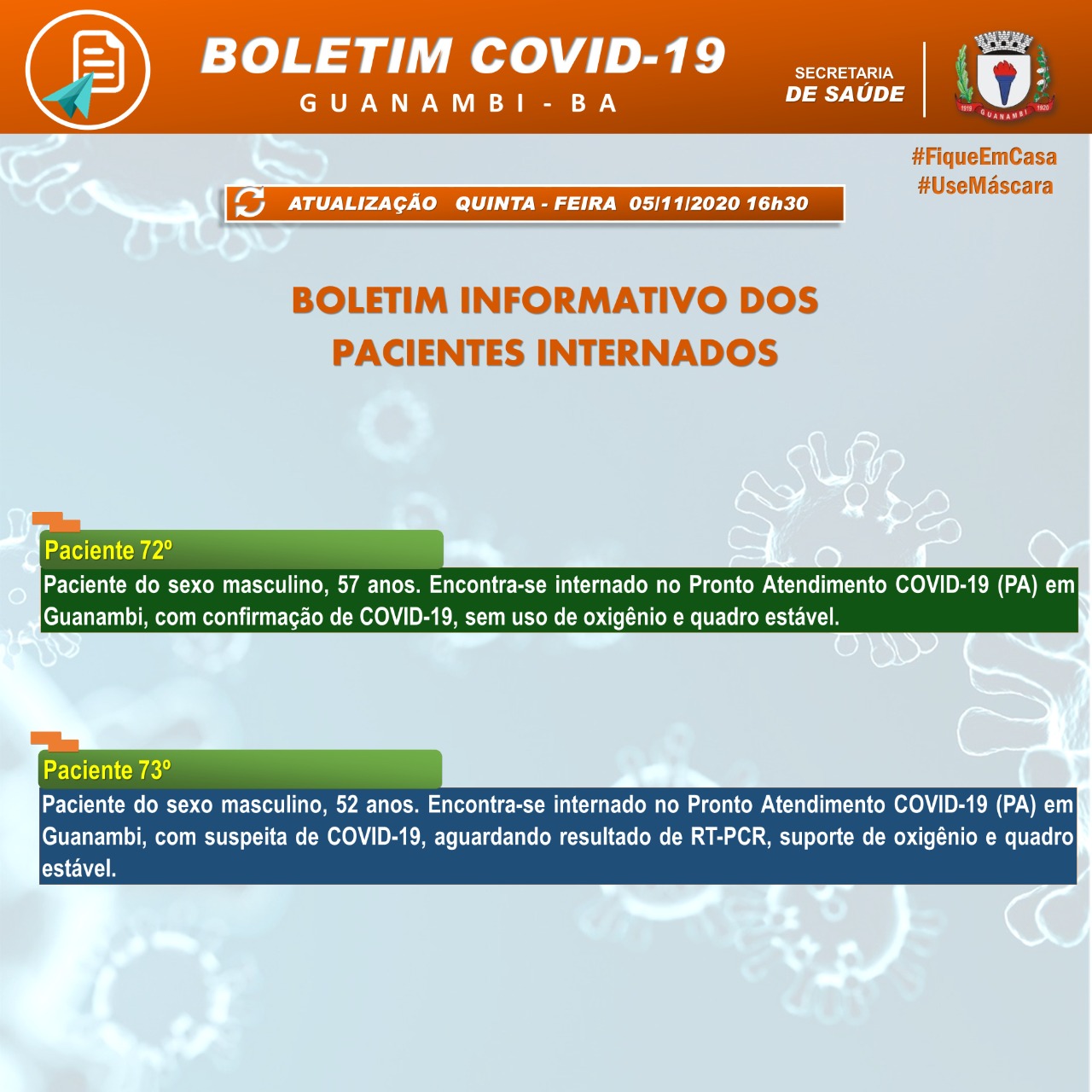 WhatsApp Image 2020 11 05 at 16.42.02 1 Guanambi registra mais 10 casos e atinge 1033 infectados pela covid-19; 992 estão recuperados