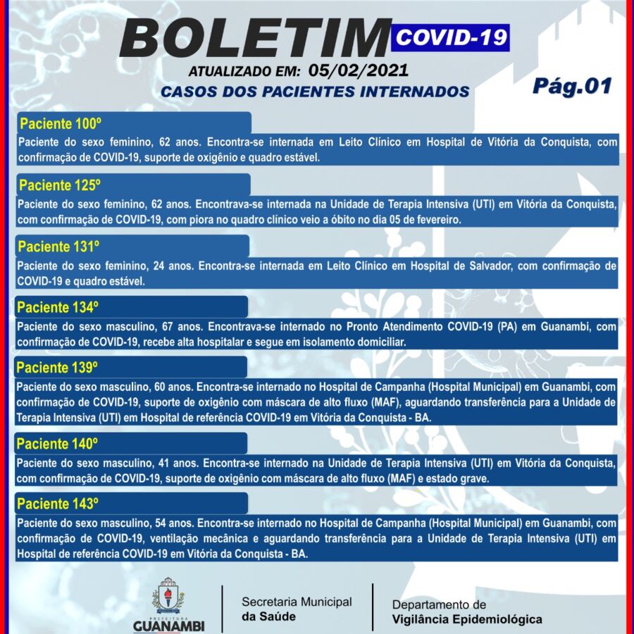 WhatsApp Image 2021 02 05 at 20.34.23 1 Guanambi registra o 20º óbito por coronavírus e mais 36 novos casos da doença; vítima trata-se de uma mulher de 62 anos