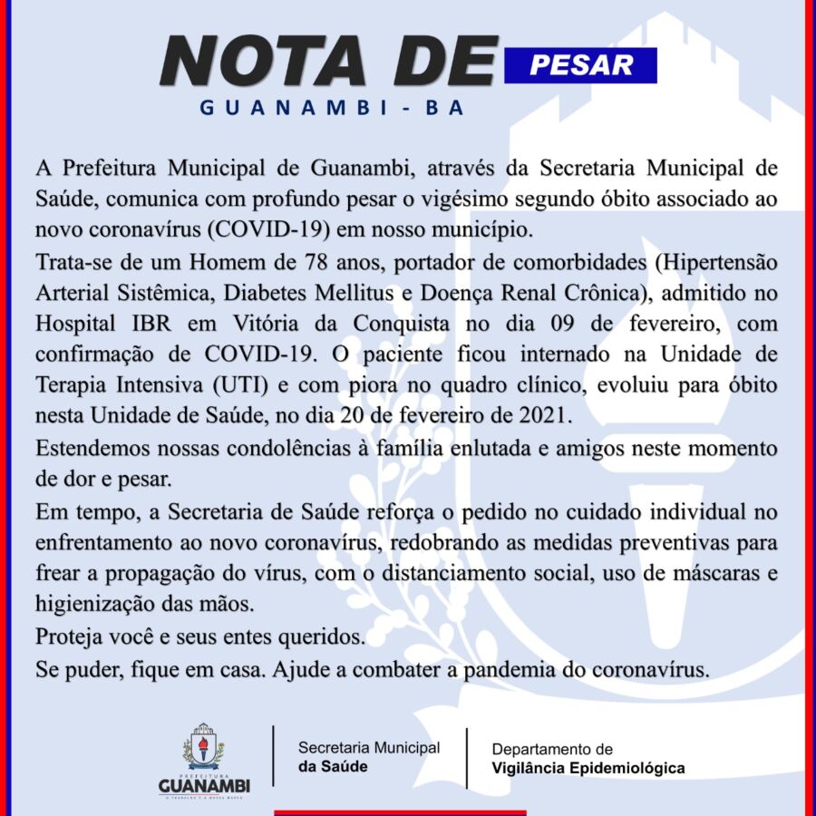 WhatsApp Image 2021 02 20 at 14.24.47 Covid-19 faz mais duas vítimas em Guanambi; ambas pessoas bastante conhecidas