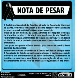WhatsApp Image 2021 05 16 at 16.55.29 1 Candiba registra mais um óbito em decorrência do coronavírus