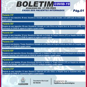 WhatsApp Image 2021 05 17 at 21.00.23 Guanambi registra mais 38 casos e atinge 7005 infectados pela covid-19; 6687 estão recuperados