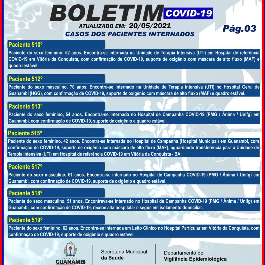 WhatsApp Image 2021 05 20 at 20.34.07 2 Guanambi registra mais 93 casos e atinge 7195 infectados pela covid-19; 6827 estão recuperados