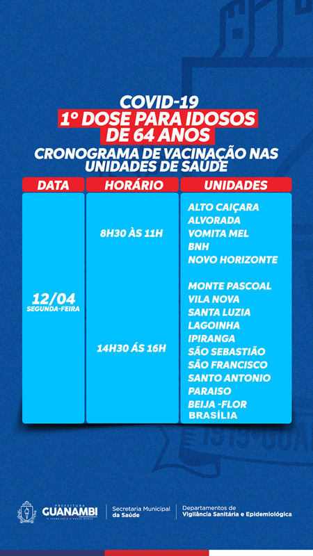 baixados 9 1 Secretaria de Saúde de Guanambi realiza aplicação da 1ª dose da vacina contra a Covid-19 nos idosos de 64 anos, nesta segunda (12)