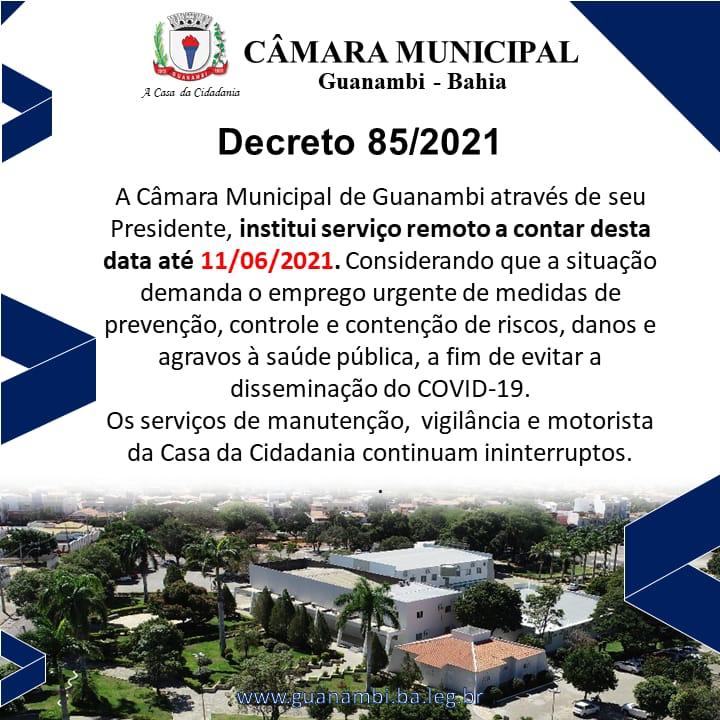 WhatsApp Image 2021 06 01 at 20.25.20 1 Câmara de Vereadores de Guanambi institui atividades remotas até 11 de Junho