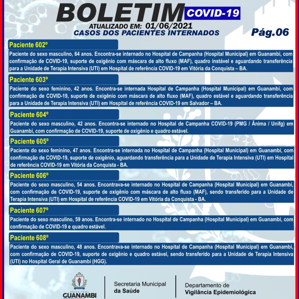 WhatsApp Image 2021 06 01 at 22.30.43 2 Guanambi registra mais 50 casos e atinge 7909 infectados pela covid-19; 7501 estão recuperados