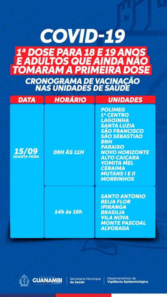 WhatsApp Image 2021 09 14 at 15.43.42 Guanambi registra apenas 1 caso de covid-19 nas últimas 24h; veja cronograma de vacinação