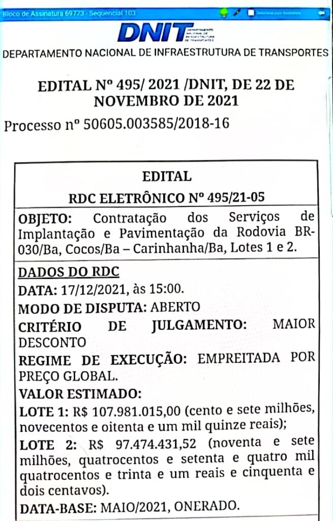 edital Deputado Charles Fernandes celebra publicação do edital de pavimentação da BR-030