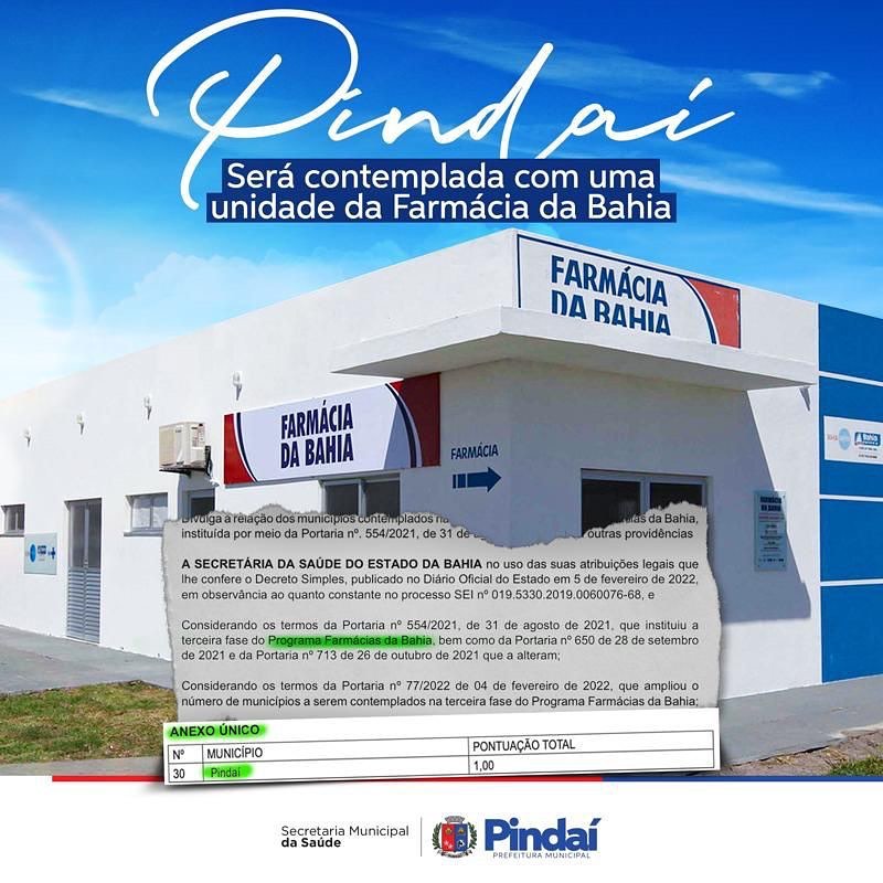 275062697 310794851115717 464573876694087058 n Pindaí será contemplada com uma unidade da Farmácia da Bahia