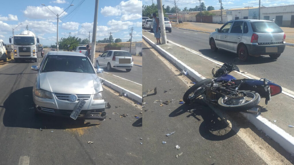 ACIDENTE EM GUANAMBI WWW.IGUANAMBI.COM .BR Motociclista sem habilitação causa acidente na Av. Governador Nilo Coelho em Guanambi