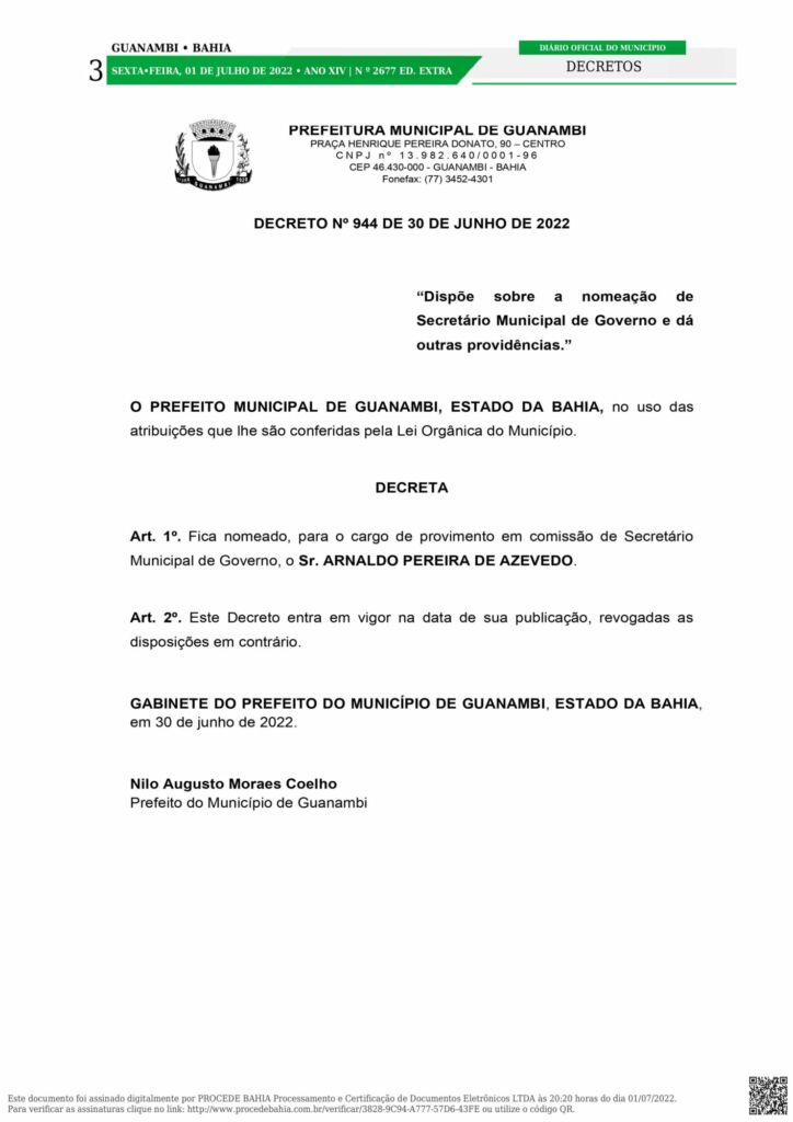 525121111720220107 1 Vice-prefeito Arnaldo Azevedo é nomeado secretário municipal de Governo