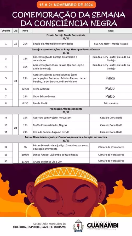 WhatsApp Image 2024 11 13 at 17.25.51 Guanambi celebrará Semana da Consciência Negra com vasta programação cultural