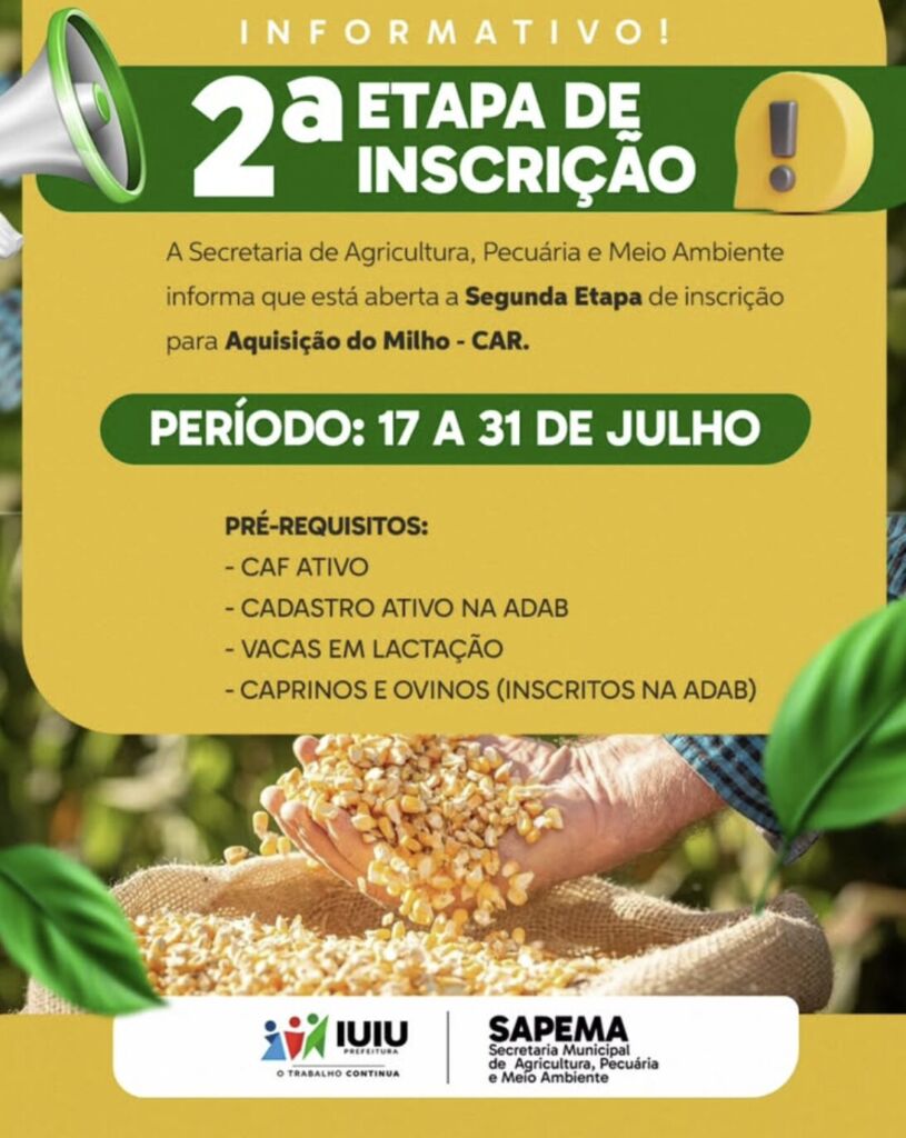 Captura de tela 2025 08 19 024154 Prefeitura de Iuiu abre 2ª etapa de inscrições para aquisição de milho – CAR