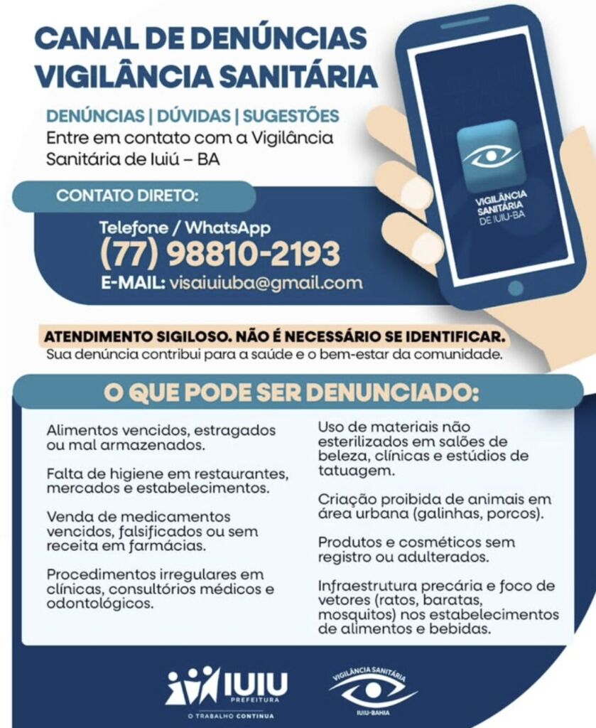 Captura de tela 2025 08 19 024555 Prefeitura de Iuiu disponibiliza canal de denúncias da Vigilância Sanitária