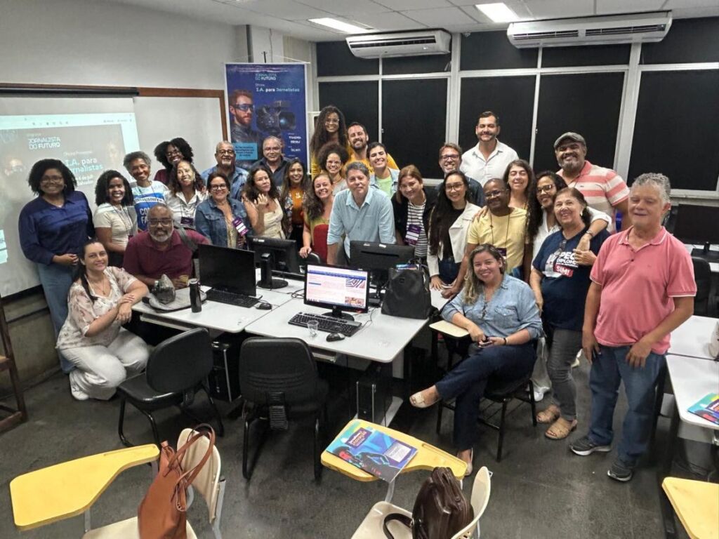 jornalistadofuturo iaparajornalistas facom2025 1170x878 1 Programa de inovação do Sinjorba é pré-selecionado para apresentação no Texas; votação segue até domingo