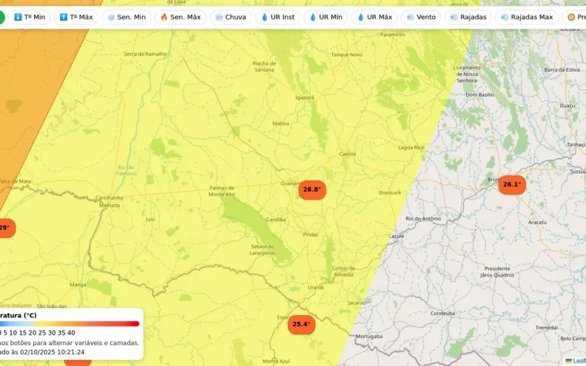 2733 alertas Guanambi 02 out 25 840x525 1 Guanambi está em área sob alerta amarelo para baixa umidade