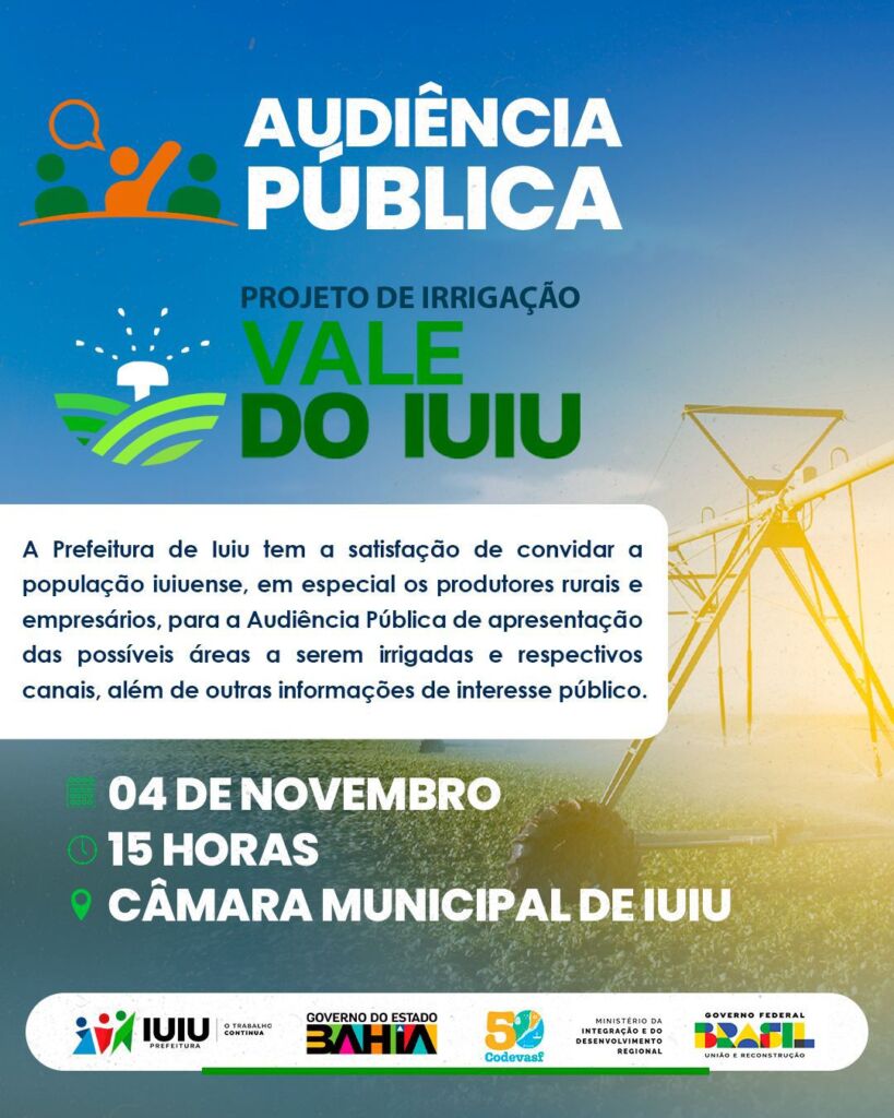 WhatsApp Image 2025 10 21 at 19.26.58 Malhada e Iuiu sediarão audiências públicas sobre o Projeto de Irrigação do Vale do Iuiu