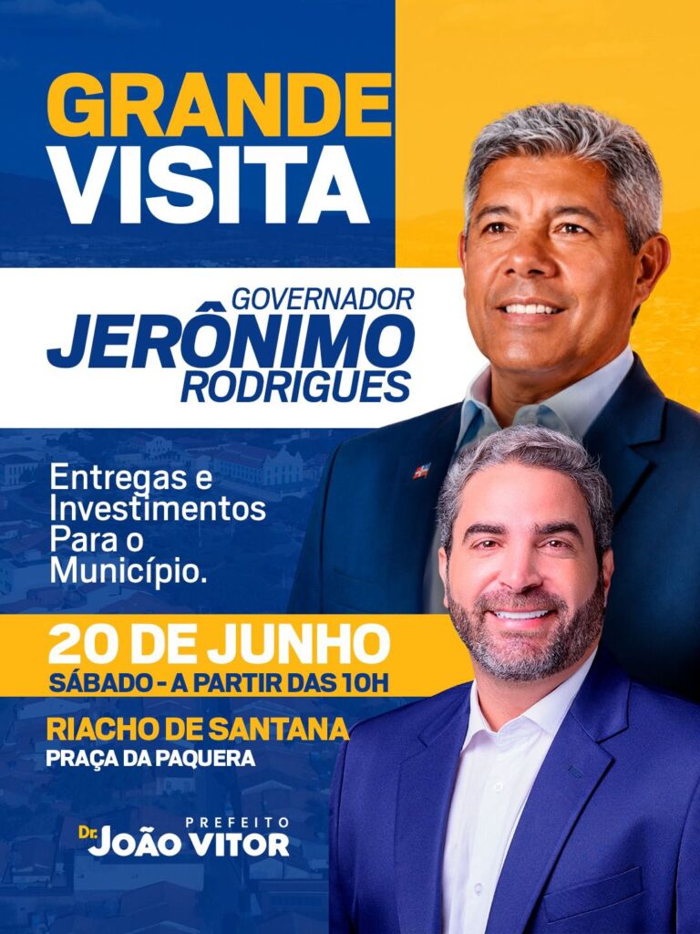 WhatsApp Image 2026 06 17 at 12.34.39 Governador Jerônimo Rodrigues visitará Riacho de Santana neste sábado com agenda de entregas e investimentos